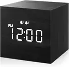 Digital Alarm Clock with Wooden LED Time Display, 2.5-Inch Mini Size
