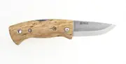 Helle Kletten - 55mm H3LS Triple Laminated Stainless Steel Folding Knife (Curly Birch Handle)