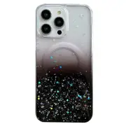 For iPhone 15 Plus Case, Compatible with MagSafe Clear Glitter Cover, Black