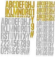 TEHAUX 8 Sheets Stylish Alphabet and Number Stickers Gold Silver Adhesive Decals for Scrapbooking Classroom Crafting and Mailbox Decoration