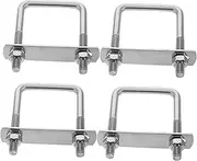 Inclusive U-Shaped Square Clamp Kit 4pcs Stainless Steel U-Bolt Clamps Right Angle Screw for Installation