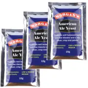 3 x Morgan's American Ale Yeast 15g DIY Home Brew