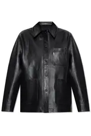 patch-pocket leather jacket XS,M Black