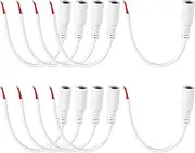 uxcell 10pcs DC Power Pigtails Cable, 5.5 x 2.1mm Female Barrel Plug Connector to Bare Wire Open End for CCTV Camera, DVR, LED Strip, 15cm White