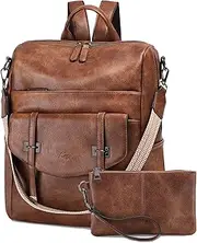 [Kasqo] Backpack Purse for Women, PU Leather Rucksack Ladies Convertible Shoulder Bag Handbag Daypack for Work Travel School