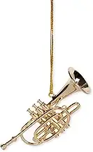 Gold Cornet Music Instrument Christmas Ornament, Size 2.75 inch