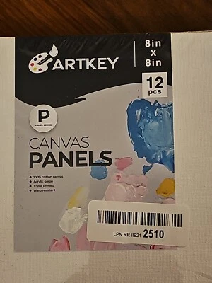 Artkey 8inch X 8inch Canvas Panels Triple Primed 12 Pcs 100 Percent Cotton