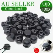 UP 100pcs Double Hole Toggle Cord Stopper Lock End Drawstring Spring Loaded Hole