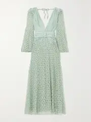 [PATBO] PATBO - Stretch-jersey And Crochet-knit Maxi Dress - Blue - small small Blue