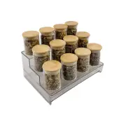 Acrylic Spice Rack with Drawer & 12 Bamboo Herb and Spice Jars