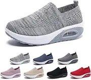[SAFECAMS] Women Air Cushion Walking Shoes,Orthopedic Diabetic Mules Sandals,Breathable Arch Support Knit Casual Slip-On Penny Loafers