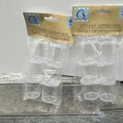 12 Small Plastic Storage Bottles Containers w Top Clear Jar Organizers DIY Craft