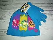 New Girls ShopKins Beanie Cap Hat And Gloves 2pc Set for Kids