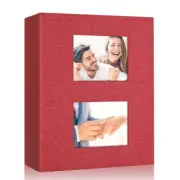 Linen Photo Album 4x6, Small Linen Cover Photo Albums holds 200 Pockets Red