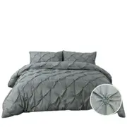 Grey Various Size Diamond Embroidery Duvet Doona Cover Set