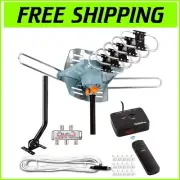 High-Definition Antenna with 150-Mile Range: 360 Rotation & Splitter for 5 TVs