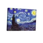 Starry Night Canvas Print of Van Gogh Oil Gallery Wrapped 16L" x 12W"