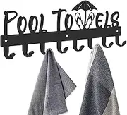 Towel Rack for Bathroom Wall Mounted, Pool 7 Hooks Towel Organizer Holder Outdoor, Towel Hanger Storage Towel, Clothes, Robe