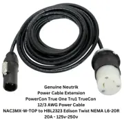 Neutrik Powercon TrueOne1 TrueCon Edison NEMA L6-20 Extension Cord 240v 12/3 AWG