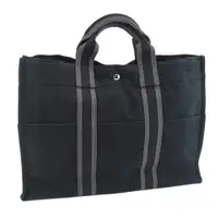 在飛比找ETMall東森購物網優惠-九成新展示品半價出清--HERMES 炭黑色中型手提帆布包