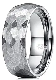 [Three Keys Jewelry] Hammered Tungsten Wedding Rings 4mm 6mm 8mm Grey Rose Gold Inner Engagement Band