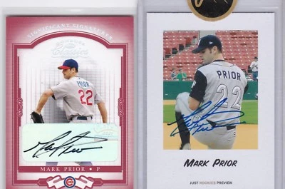 Lot/2 MARK PRIOR 2004 Classics #'d/10 and Just Minors #'d/50 RC Autograph Autos