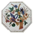 18" antique white Marble side center wall Table Top bird Stones Inlay lapis k9