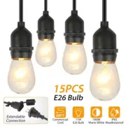 48FT Outdoor String Lights Waterproof Patio Globe Fairy Light Bulbs Commercial