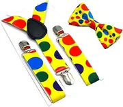 Vaguelly Toddler Suspender Bow Tie Set Kids Tie Suspenders Red Yellow Kids Braces Accessory