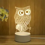 2 Pcs White Base Creative 3D LED Decorative Night Light, Shape:Owl(White-Warm-Warm White)