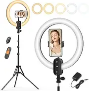 12" Ring Light with Tripod Stand, 2800mAh Rechargeable LED Ring Light Kit, 75'' Tall & Phone Holder, Unicucp 20W Circle Selfie Halo Studio Lights for Video Recording/Live Stream/TikTok/Makeup/YouTube