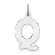 Sterling Silver Rhodium-Plated Block Letter Q Initial Charm