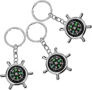 3pcs Rudder Compass Map Compass Rubber Compass Small Compass Keychain Compass Hanging Compass Hiking Compass Camping Supply Compass Survival Compass Pendant Compass for Backpack