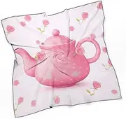 [FZQVSGW] Silk Scarf Purple And Pink Woman Small Square Scarf 27" X 27" Lightweight Neckerchief Head Scarf for Women, Teapot, 0ne size, Teapot, 0ne size