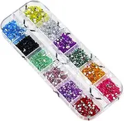 OHPHCALL Nail Art Stickers 2000pcs 12 Colors DIY Nail Tips Colorful Glitter for Custom Nail Design
