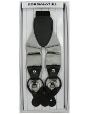 [Formalaties] Paisley Tapestry Convertible Suspenders Braces Y Back in Platinum
