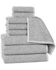 Superior Amelia Medium Weight Diagonal Stripes 9pc Towel Set