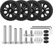 Volein 4 Pcs Suitcase Replacement Double Wheels, Wear Resistant Luggage Wheels Replacement with Bearings Spare Casters Kit for Worn Suitcase Tyres, 4 Pcs, VN2-55mm