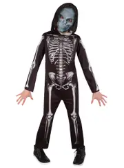 Classic Skeleton Boys Hooded Halloween Costume