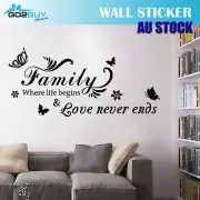 Wall Stickers Removable Family Love Never ends Living Room Decal Art Decor