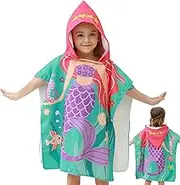 Cape Bath Towel for Kids, Beach Poncho Pool Up, Microfiber Kids Beach Towels, Hooded Bath Robe, Dinosaur Mermaid Wearable Wrap Absorbent for Boys Girls