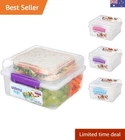 Versatile 2L Bento-Style Lunch Box with Assorted Colour Lid & Yoghurt Pot