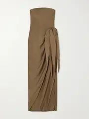 [Cult Gaia] Cult Gaia - Kelli Strapless Tie-detailed Tencel™ Lyocell-blend Midi Dress - Brown - US4 US 4 Brown