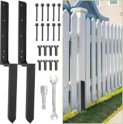 Heavy Duty Steel Fence Post Repair Stakes - 2 Pack Ground Spike Anchors
