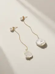 [Mateo] Mateo - Duality 14-karat Gold Pearl Earrings - Off-white - One size One size Off-white