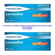 2 x Chemists Own Loratadine 10mg Non-Drowsy Antihistamine 24hr Relief 30 Tablets