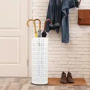Umbrella Stand Rack 16.5 x 6inch Metal Umbrella Holder Freestanding Umbrella Stand Waterproof Umbrella Storage Rack Round Umbrella Holder Bin for Home Entryway Office Hotel (White)