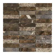 Emperador Dark Brown Marble Stone Mosaic Tile Texture Stacked Kitchen Backsplash