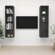 NNEVL Wall-mounted TV Cabinets 2 pcs Grey Chipboard
