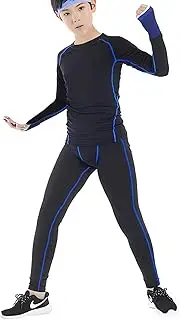 [HSTiSan] Girls Boys Compression Set Base Layer Athletic Leggings Kids Sports Shirts and Pant 2 Pcs Underwear